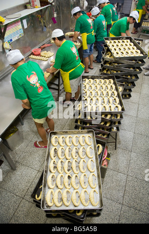 The production line at the Fu Mei Hsiun croissant bakery. Stock Photo