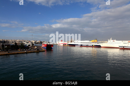 greece athens pireas ferries docked in the harbour Stock Photo