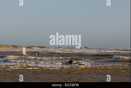 Choppy sea off Camber Sands in East Sussex.  Photo by Gordon Scammell Stock Photo