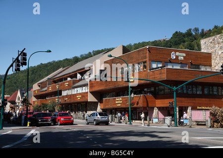 Mountain Mall on Main street in downtown Gatlinburg Tennessee in USA North America US daily life everyday hi-res Stock Photo