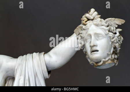 The head of Medusa being held aloft by Perseus. Detail of a statue by Antonio Canova, ca. 1800. Stock Photo