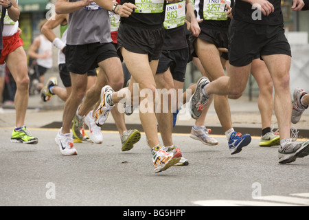 2009: NY Marathon, 4th Avenue, Brooklyn. Stock Photo