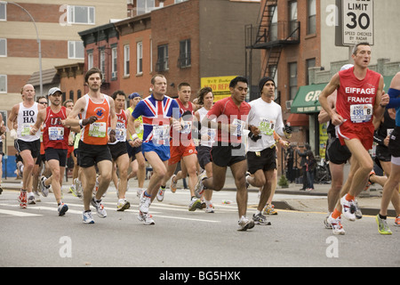 2009: NY Marathon, 4th Avenue, Brooklyn. Stock Photo