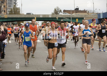 2009: NY Marathon, 4th Avenue, Brooklyn. Stock Photo