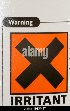 Hazardous Chemical Label On Household Bleach Stock Photo - Alamy