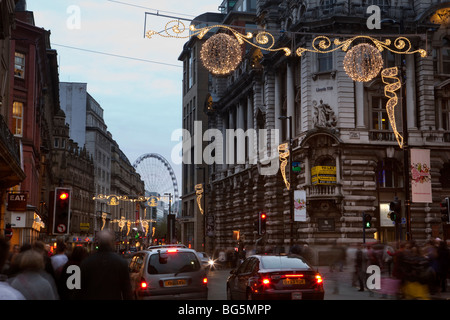 UK, England, Manchester, Cross Street, Christmas lights Stock Photo