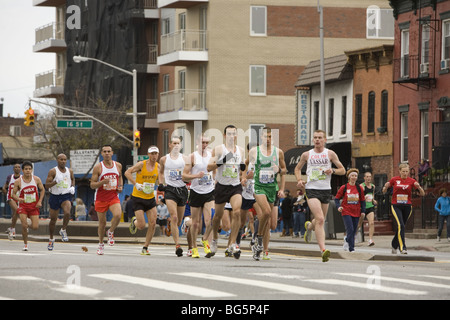 2009: NY Marathon, 4th Avenue, Brooklyn. Stock Photo