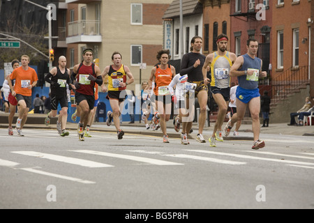 2009: NY Marathon, 4th Avenue, Brooklyn. Stock Photo