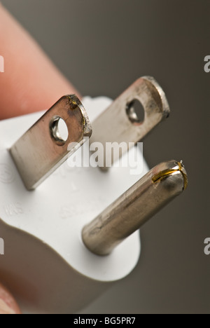 Close up of domestic North American standard electric prongs. Stock Photo