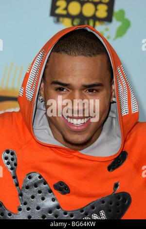 CHRIS BROWN NICKELODEON'S 21ST KIDS CHOICE AWARDS UCLA WESTWOOD LOS ANGELES USA 29 March 2008 Stock Photo