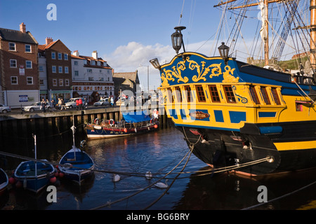 Grand Turk replica sailing ship, Whitby Harbour, North Yorkshire, England Stock Photo