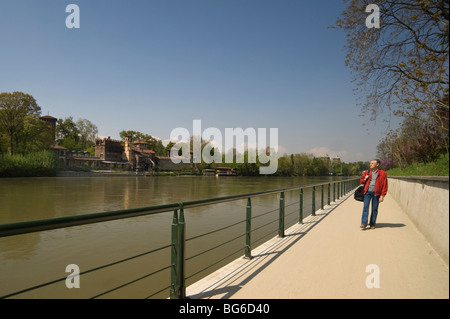 Italy, Piedmont, Turin, promenade along the river Po Stock Photo