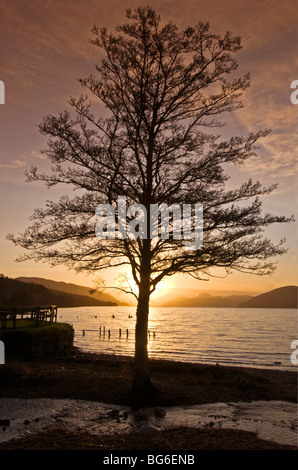 At the end of the day, sunset over Loch Ness at Dores, Inverness-shire Highland Region Scotland. SCO 5607 Stock Photo