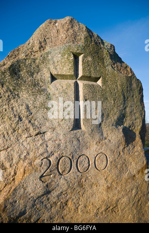 The Eden Millennium Monument Stone, near Penrith, Cumbria Stock Photo