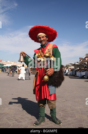 Portrait of  a Water Carrier at Jemaa el Fna  Marrakech Stock Photo