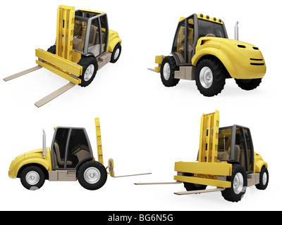 Isolated collection of fork truck Stock Photo