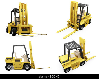 Isolated collection of fork truck Stock Photo