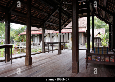 Traditional Malay house in Terengganu, Malaysia. The roof is made of