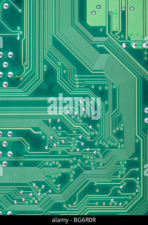 Green industrial texture of a electronic plate with paths Stock Photo
