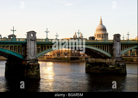 Southwark Bridge over the River Thames in London.  Photo by Gordon Scammell Stock Photo