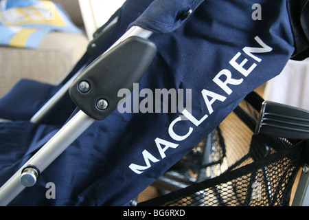 Maclaren stroller hinge involved in recall, shown on a Twin Triumph stroller. Stock Photo