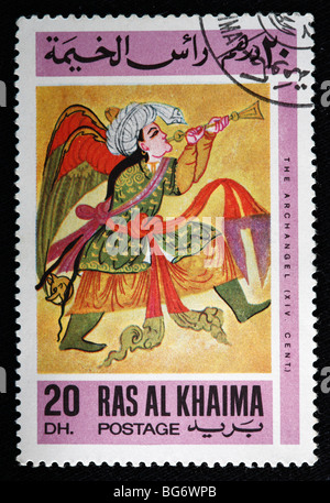 Archangel (14th century), postage stamp, Ras al Khaima, United Arab Emirates Stock Photo