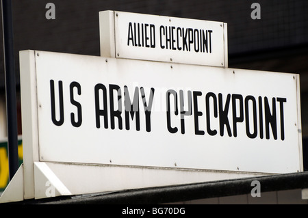 US Army Checkpoint sign, Checkpoint Charlie, Berlin. Stock Photo