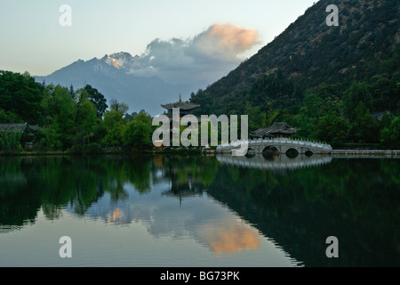 Sunrise at Black Dragon Pond, Lijiang, Yunnan, China Stock Photo