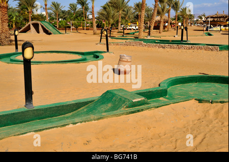 Miniature golf on beach of 'Hilton Nuweiba Coral Resort', Nuweiba, Sinai, Egypt Stock Photo