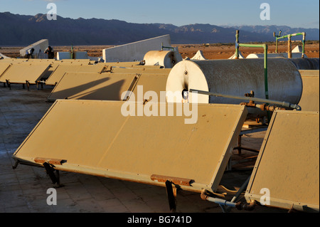 Solar water heating panels on roof, Egypt Stock Photo