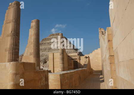 Step pyramid of Djoser (Zoser) in Saqqara, Egypt as seen from the Heb-Sed Jubilee Court. Stock Photo