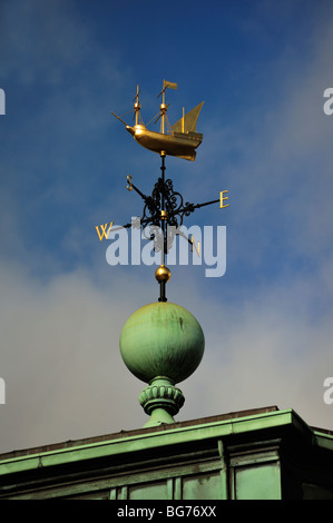 LONDON, UK - NOVEMBER 28, 2009:  Closeup of gilded ship weather vane on Trinity House on Tower Hill in the City of London Stock Photo