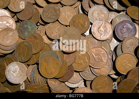 Old Australian Pennies Stock Photo