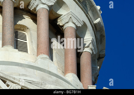 Classical Columns, Church Tower, Notre Dame de la Garde Church, Marseille or Marseilles, Bouches-du-Rhône, Provence, France Stock Photo