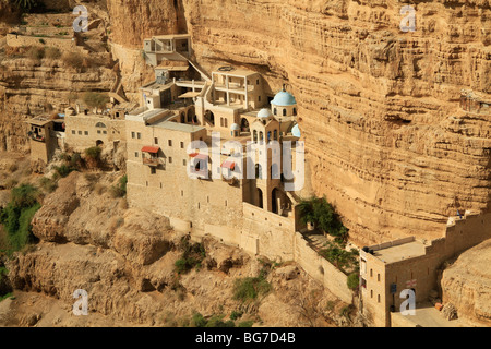 Judean Desert, Greek Orthodox St. George Monastery on the slope of Wadi Qelt Stock Photo