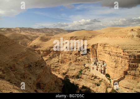 Judean Desert, Greek Orthodox St. George Monastery on the slope of Wadi Qelt Stock Photo