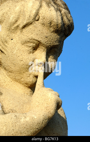 Silence or Quiet, Angel or Angelic Sculpture Outside Notre-Dame de la Garde Church, Marseille or Marseilles, Provence, France Stock Photo