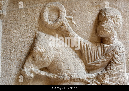 Romanesque sculpture in museum, Modena, Emilia-Romagna, Italy Stock Photo