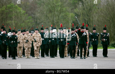 buglers in the 4th Battalion The Rifles military band in desert uniform ...