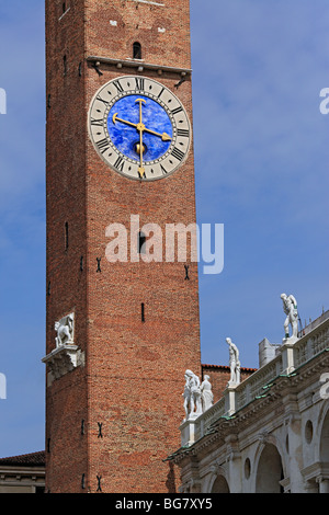 Clock tower of the Basilica Palladiana, Piazza dei Signori, Vicenza, Veneto, Italy Stock Photo