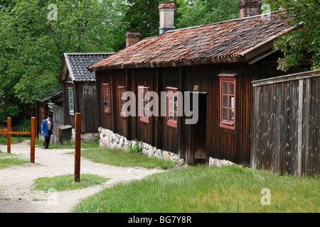 Finland, Turku, Cloister Hill, Luostarinmäki Handicrafts Museum, 18 Wooden Quarters from the 18th Century, Houses Stock Photo