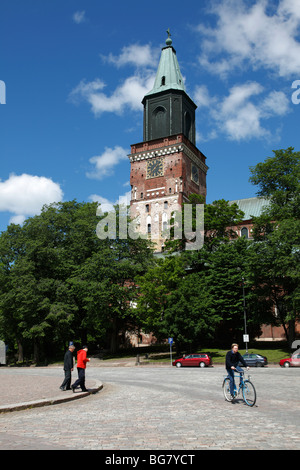 Finland, Region of Finland Proper, Western Finland, Turku, Unikankari Hill, Medieval Turku Cathedral, Park Stock Photo