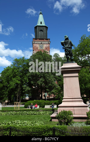 Finland, Region of Finland Proper, Western Finland, Turku, Unikankari Hill, Medieval Turku Cathedral, Park Stock Photo