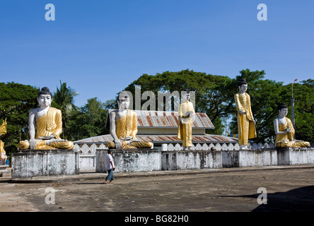 Big Buddha statues in different positions. Bago. Myanmar Stock Photo