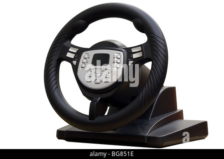 Computer steering wheel. Isolated on white. Stock Photo