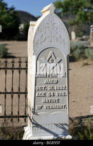 Tombstone at Silver Terrace Cemeteries, circa 1800s. Site at Virginia City, Nevada. Stock Photo