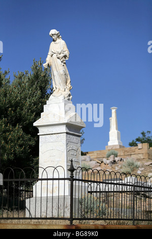 Tombstones at Silver Terrace Cemeteries, circa 1800s. Site at Virginia City, Nevada. Stock Photo