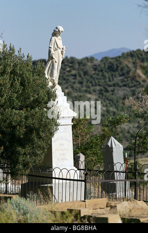 Tombstones at Silver Terrace Cemeteries, circa 1800s. Site at Virginia City, Nevada. Stock Photo