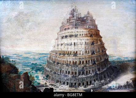 Lucas van Valckenborch, Tower of Babel, Painting in Alte Pinakothek, Munich, Bavaria, Germany Stock Photo