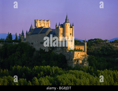 Alcazar of Segovia. Its construction started c. 1120. Outside view. Castile and leon. Spain. Stock Photo